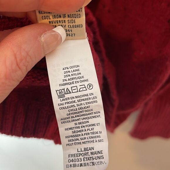 L.L.Bean Red Wool blend Mock Neck Speckled Sweater. Size Small. - Picture 10 of 10